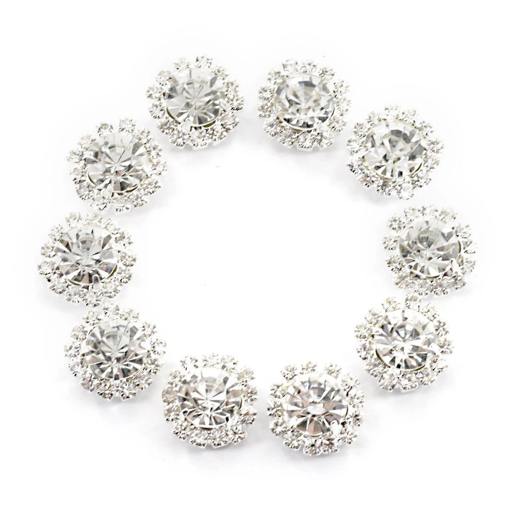 

Crystal Rhinestone Button Flat back Decoration DIY 15mm 10 Pcs Clear
