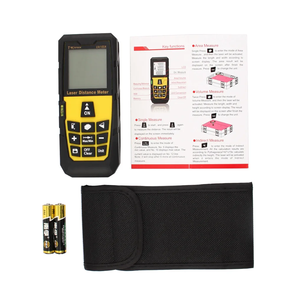 

DMiotech 100m/328ft Mini Handheld Digital Laser Distance Measure Rangefinder Measurer Tape Diameter with LCD Backlight Yellow