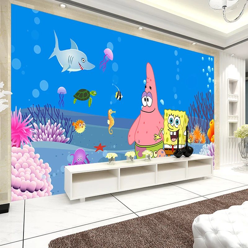 JiaSheMeiJu 3D фото обои Губка Боб Детская комната Декор на стены с персонажами мультфильмов бумага для детей спальня стереоскопический Papel де Parede