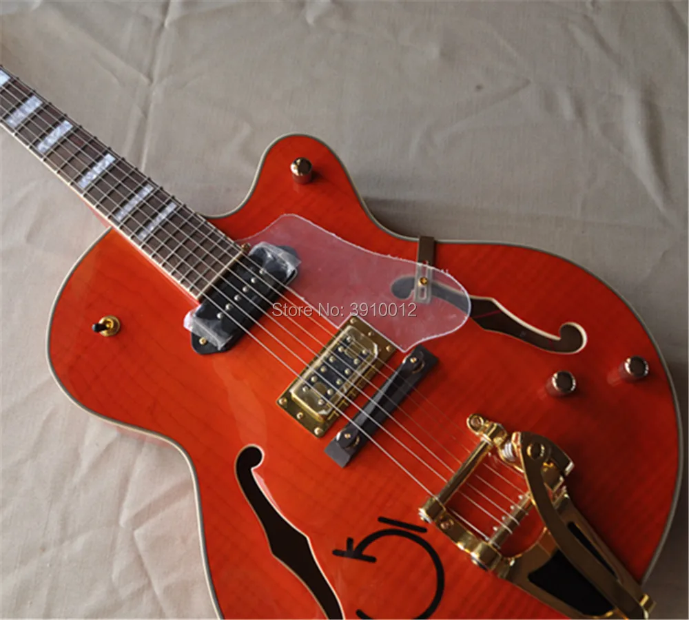 

Factory Custom Gretsch Guitar Orange Falcon Semi Hollow Body Jazz Electric Guitar With Bigsby Tremolo Free Shipping