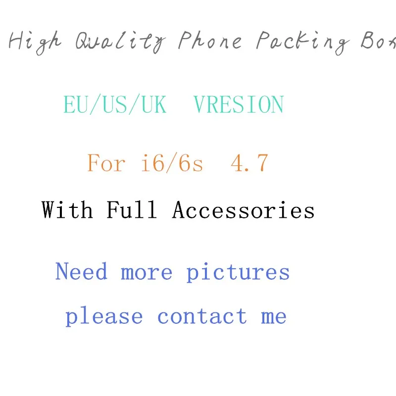 

100pcs/ High Quality US/EU/UK Version Phone Packaging Packing Box Case For iPhone 6 6s 4.7'' With Full Accessories Package Box