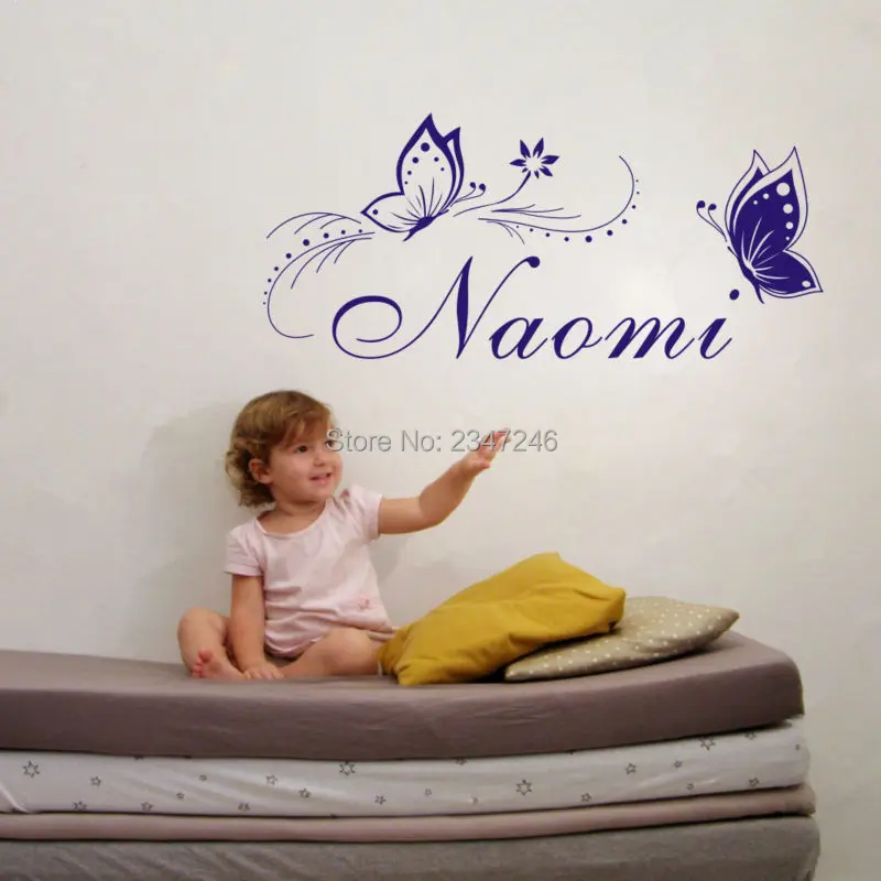 Виниловые наклейки на стену с изображением бабочки и имени ребенка|child names|vinyl wall