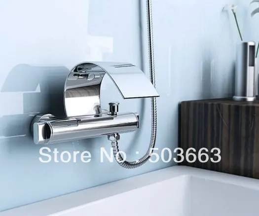 Contemporary Chrome Wall Mount Waterfall Tub Faucet with Hand Shower Vanity XL-6310 | Обустройство дома