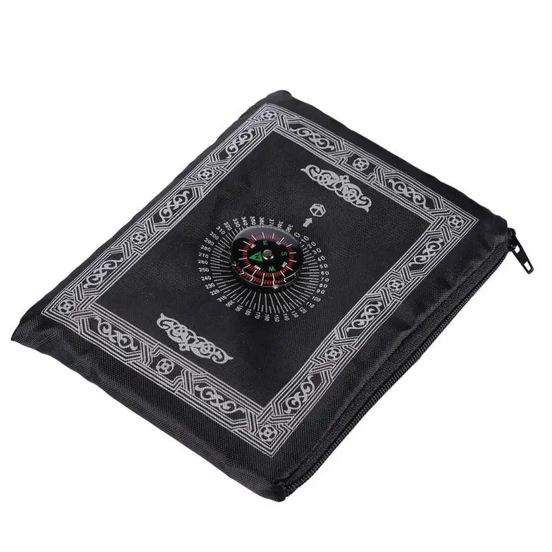 Молельный коврик Eid Al-Fitr портативный мусульманский коврик для молитвы Исламская, молитвенная одеяло с компасом - Цвет: Black