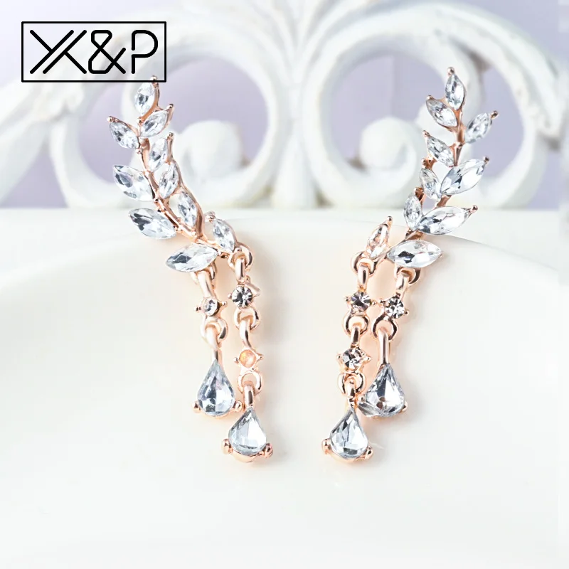 Женские серьги гвоздики с крыльями ангела X & P из сплава инкрустацией вечерние