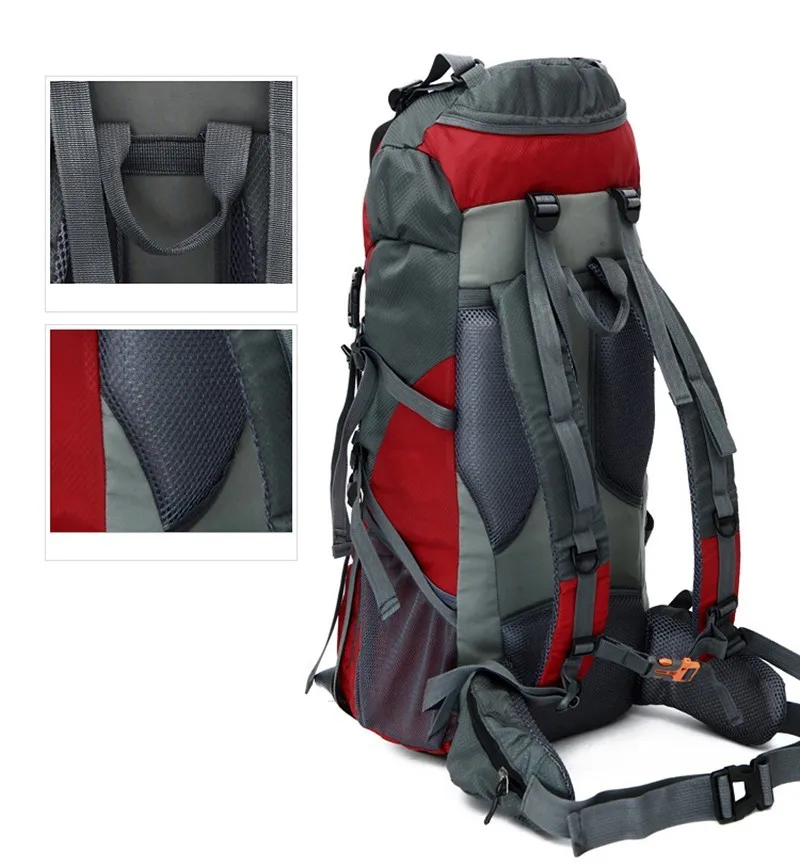 New 70L Nylon Oxford Climbing Hiking Backpack Waterproof Quality Camping Mountaineering Backpacks Men Women Outdoor Sports Bags