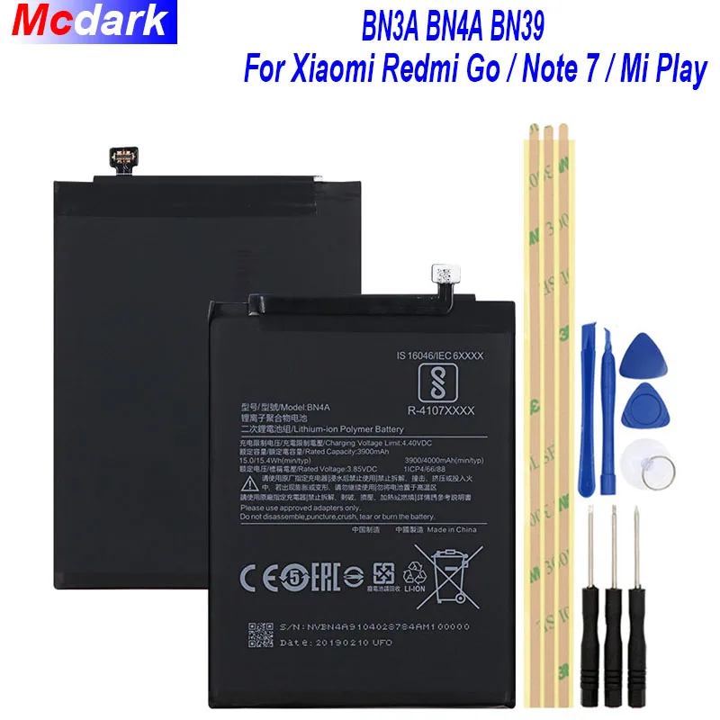 

Mcdack BN3A BN4A BN39 For Xiaomi Redmi Go Note 7 Mi Play Batterie Bateria Accumulator AKKU ACCU PIL Mobile Phone with Tools