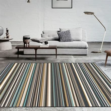 Современный ковер в тонкую полоску голубого цвета с коротким хрустальным бархатом, ковры для гостиной, дивана, журнального столика, коврик для Кабинета