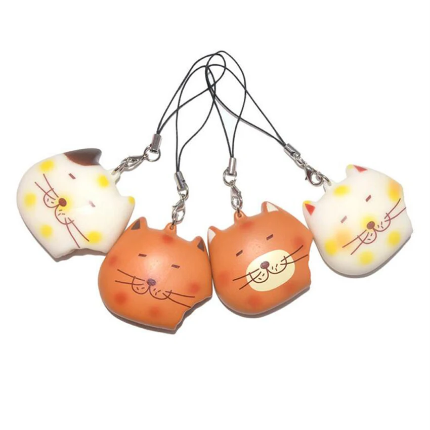 Kawaii Мини кошка киска мягкое игрушка медленно поднимающийся телефон ремни мягкие