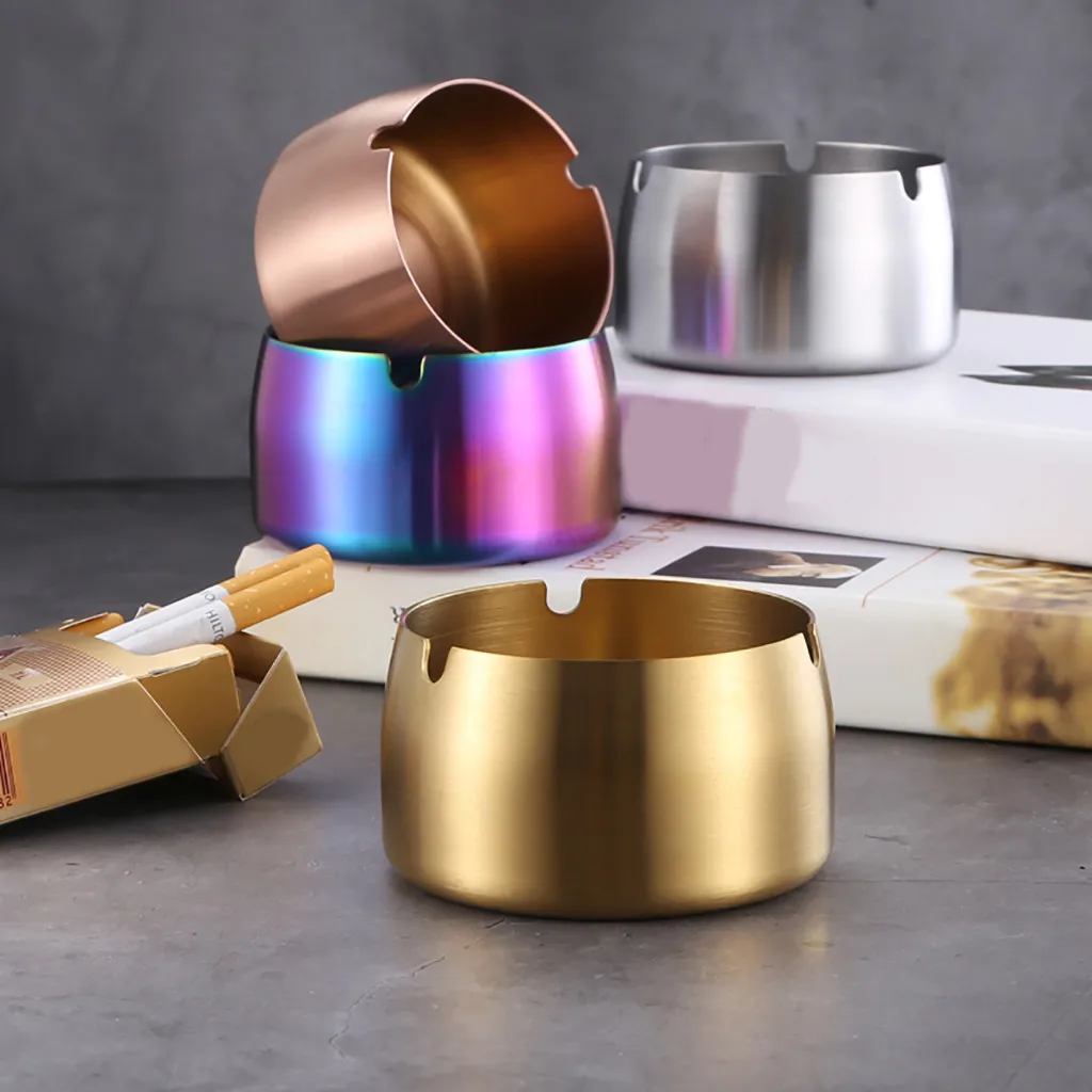 

Stainless Steel High Temperature Resistant Drop Resistant Round Design Ashtray cenicero portatil popielniczka cigar ashtray
