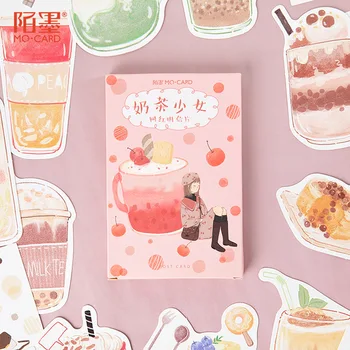 

30 pcs/pack Kawaii Milk Tea Girl Series Greeting Card Postcard Birthday Letter Envelope Gift Card Set Message Card