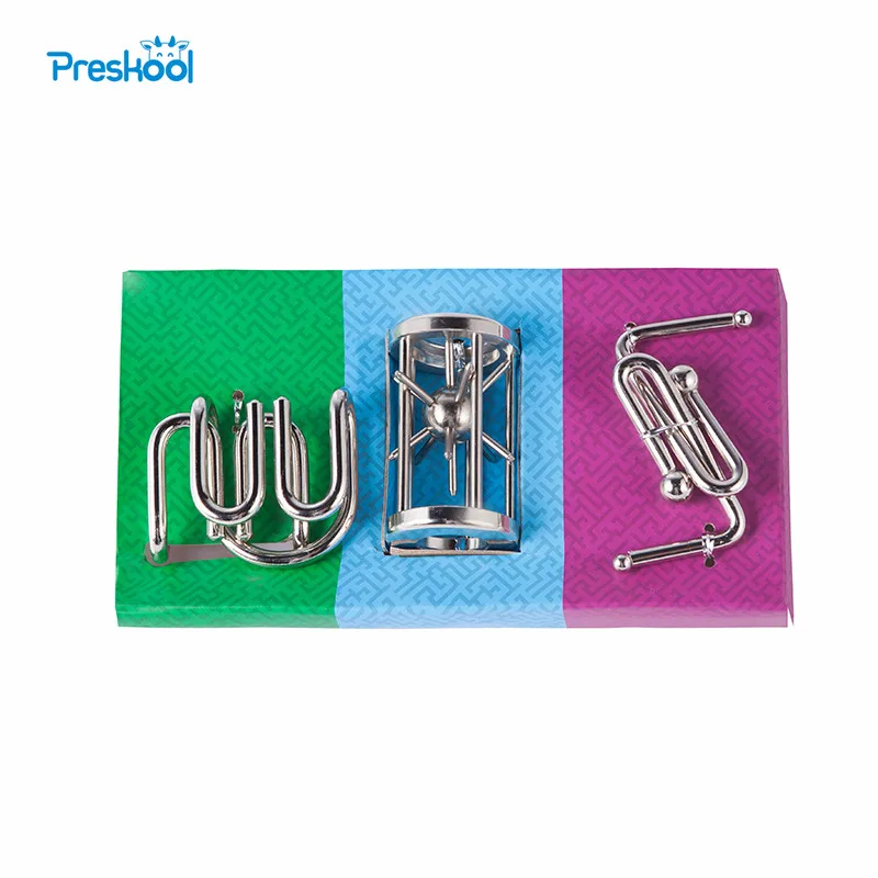 Brain Teaser Toy 1 Lot=3 PCS Test Mind Game Metal Magic Trick China Traditional Puzzle Baguenaudier Rings Cardan's Suspension | Игрушки и