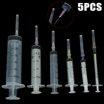 

Hot 5pcs Glue Industrial Syringe With Cap Injection Tip Needle Tool Plastic Syringe Slip For Mixing Liquid Gels Industrial Use