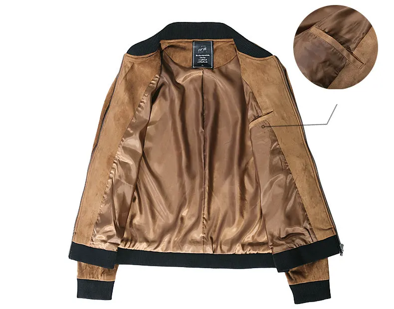 Jacket Men High Quality Autumn Baseball Collar Suede Spring Mens Jacket Coat Male Winter Warm Camel Size M L XL XXL 3XL 2018 New-06