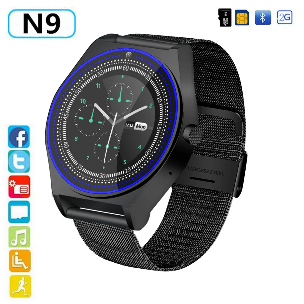 N9 Smart Watch with Metal Strap Camera Bluetooth SIM TF Card Wristwatch For Android Phone Wearable Devices pk Y1 GT08 DZ09 V9 |