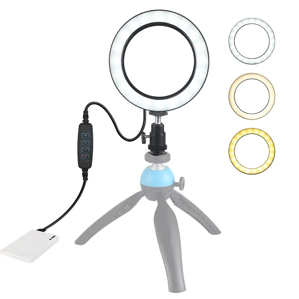 

4.6Inch Usb 3 Modes Dimmable 6500K Led Ring Vlogging Photography Video Lights With Cold Shoe Tripod Ball Head