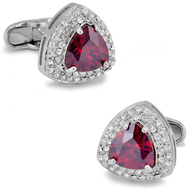 

SPARTA Plated with White Gold red man-made zircon cufflinks men's Cuff Links High quality matel +Free Shipping! metal buttons
