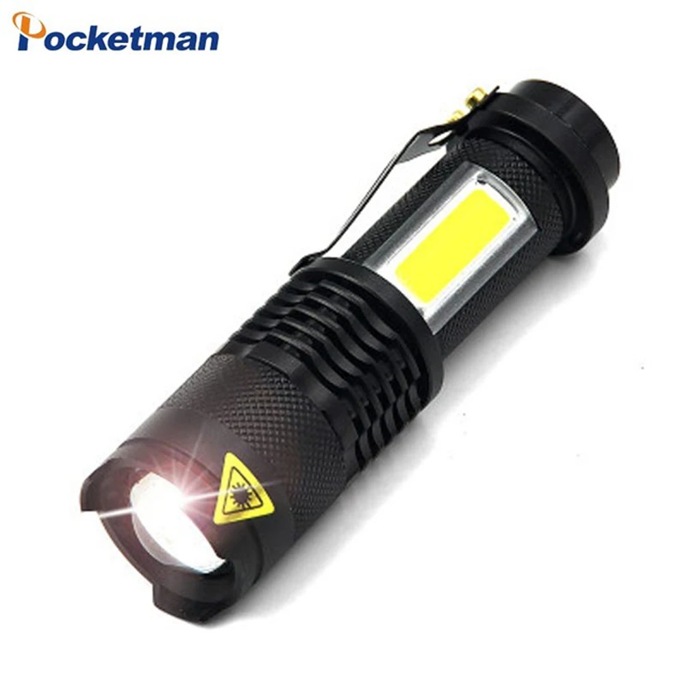 

3800LM XML-Q5+COB LED Flashlight Portable Mini ZOOM Torch Tactical Flashlight Use AA 14500 Battery Waterproof Lighting lantern
