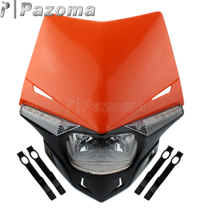 

Pazoma Dirt Bike Orange LED Headlight Motocross Universal Head Lamp Enduro for KTM EXC 125 200 SX SXF 250 MX 300 450