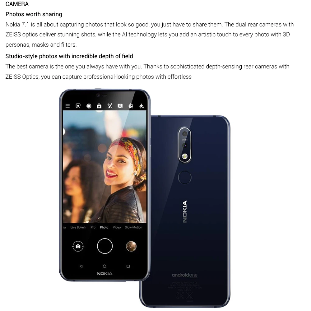 Мобильный телефон Nokia 7,1, глобальная версия, 4G LTE TA-1097, 5,84 дюймов, Snapdragon, 4 Гб ОЗУ, 64 Гб ПЗУ, Восьмиядерный, отпечаток пальца, NFC телефон