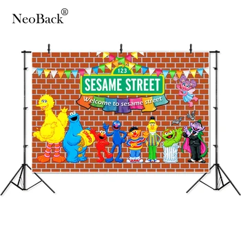 

NeoBack Vinyl Photography Backdrop Cartoon Sesame Street Characters Birthday Party Children Studio Photo Backgrounds P4320