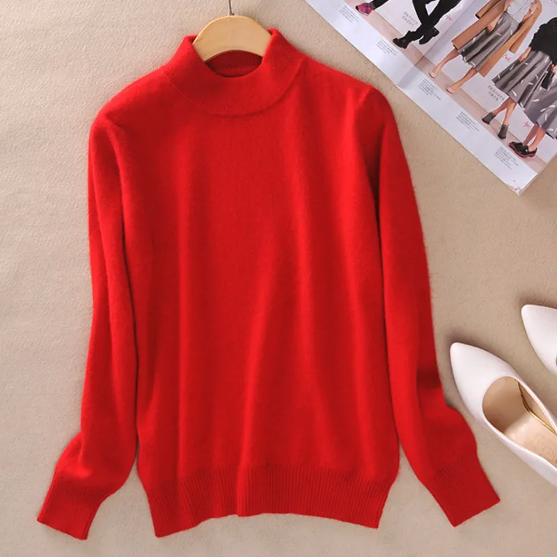 

Women Autumn Knitwear Bottom Shirt Half Collar Long Sleeves Slim Fit Knitted Tops SSA-19ING