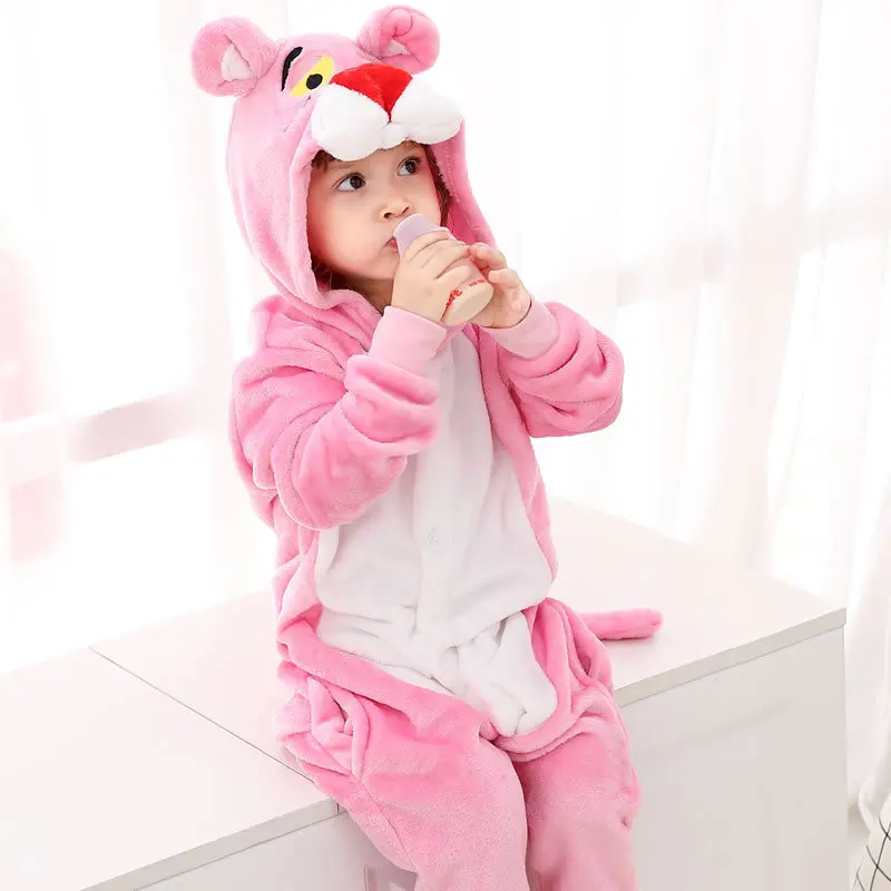Pink Panther Costumes,Kids Kigurumi Animal pajama Onesies Rabbit Adults Flannel Sleepwear Festival Christmas Party Funny Pajamas
