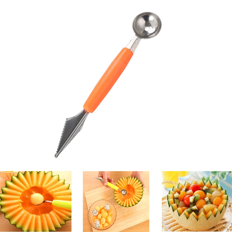 

Double Headed Stainless Steel Fruit Carving Knife Digging Watermelon Fruit Platter Digging Scoop Vegetable Tools