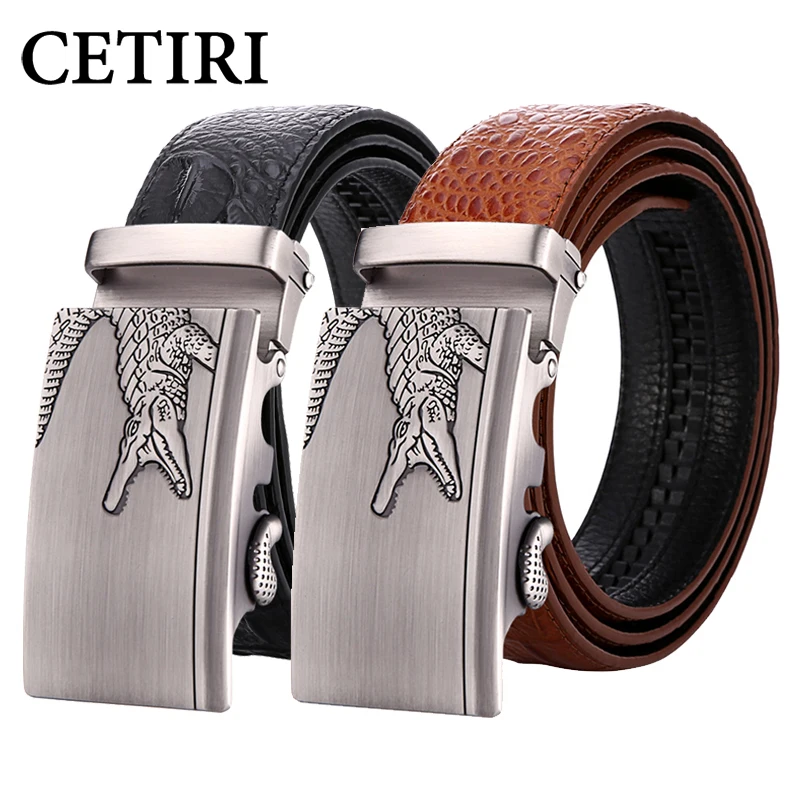 

CETIRI Men belts Luxury Genuine Leather Crocodile Alligator designer High Quality Automatic Belt Man Buckle Real Cowhide Jeans