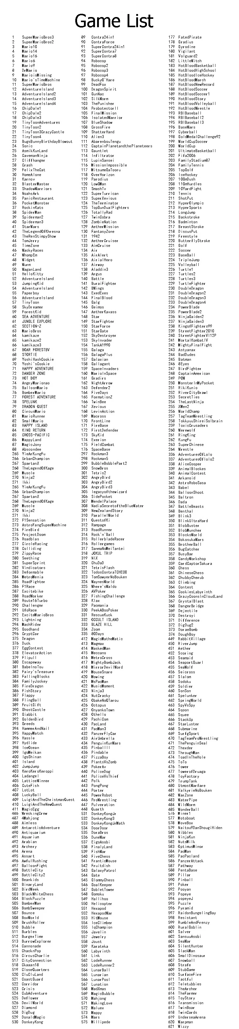 Game List