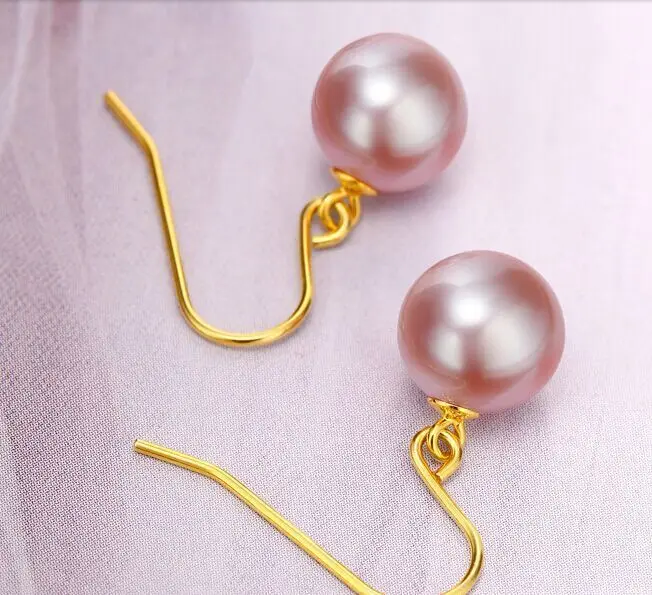 

charming luster 10- 11mm south sea lavender pearl earring 14k