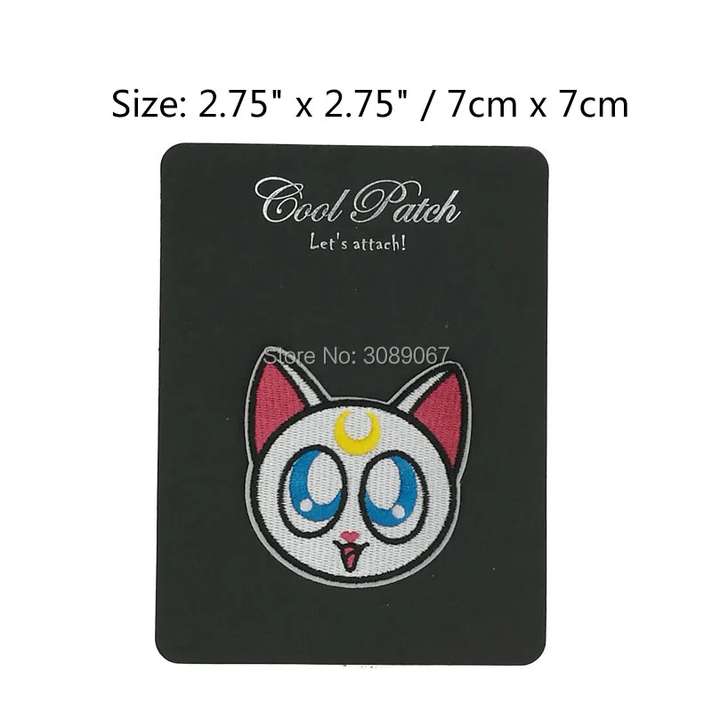 CAT WHITE Girl Cartoon patches clothes TV MOVIE FILM Series Uniform Cosplay Costume Embroidered Iron On hook loop | Дом и сад