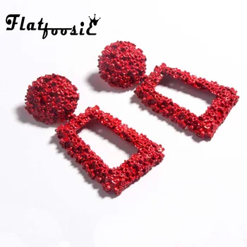 

Flatfoosie Large Geometric Long Drop Earrings For Women Fashion Big Round Exaggeration Statement Earring New Trendy Jewelry