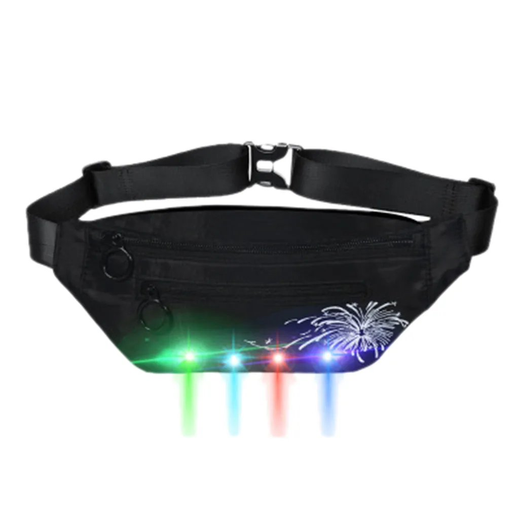 New Outdoor Unisex Fashion Sports Led Flash Pockets Hiking Phone Pockets Purse Chest Travel Cashier Belt Boys Girl Bag#R10