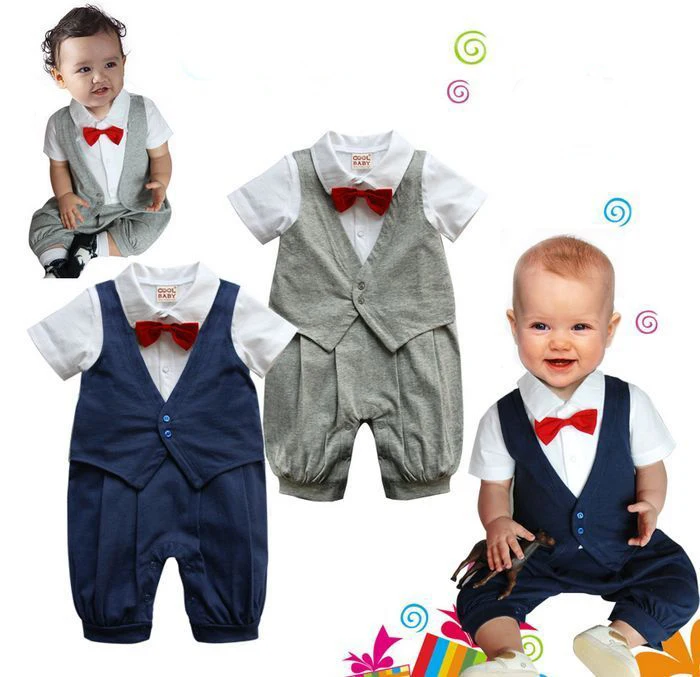 Free Shipping 3sets/lot Baby Boy’s Formal Romper
