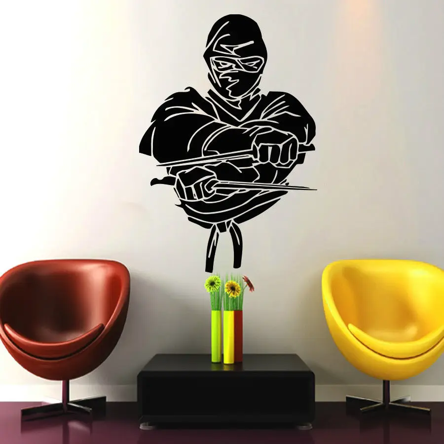 NINJA WALL DECALS FIGHTER DECAL VINYL STICKER HOME DECOR ART MURALS