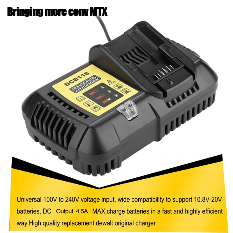 Зарядное устройство для батарей Dewalt DCB118 10 8 В 12 14 4 18 в li ion 4.5A DCB101 DCB120 DCB115 DCB107 DCB105 DCB140
