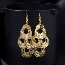 SHUANGR Fashion Hollow Waterdrop Drop Earrings For Women Brincos Pendientes Gold-color Dangle Earrings Dubai Golden Jewelry