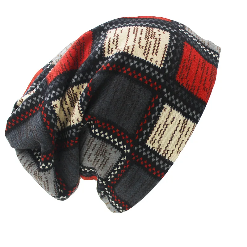 Autumn Winter Hats For Women Plaid Design Contrast Color Ladies hat Skullies And Beanies Men Hat Unisex