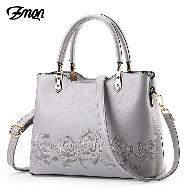 

ZMQN Fashion Luxury Bags For Women Designer Handbag High Quality PU Leather Crossbody Bag Women 2018 Hard Embroidery Flower B919