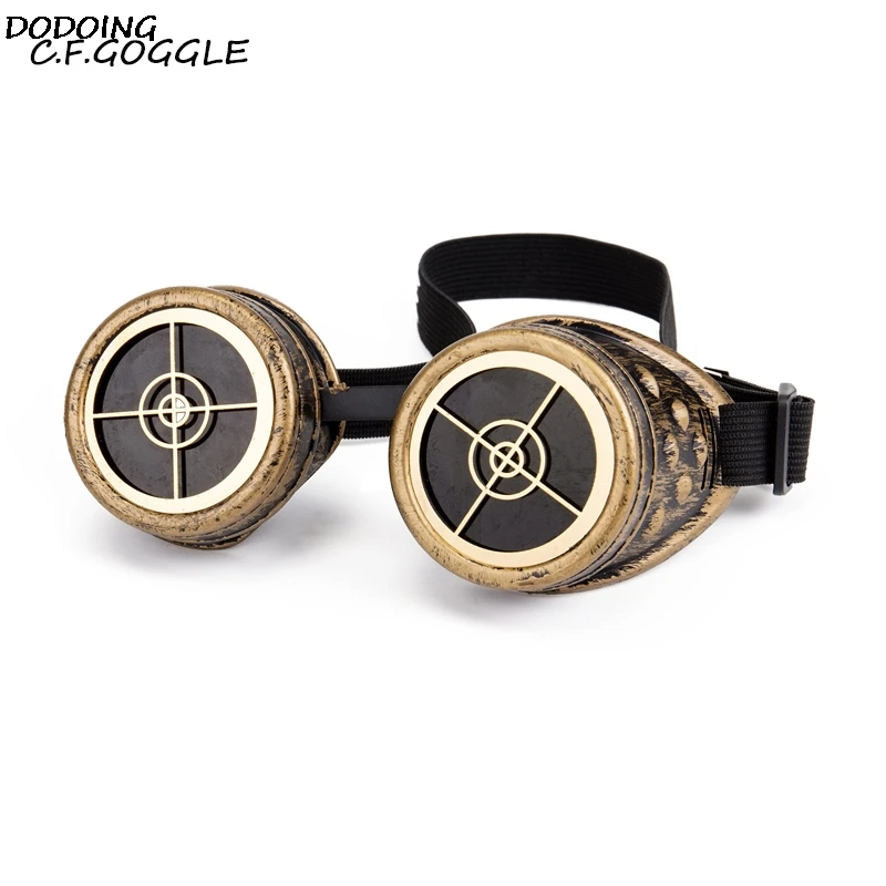 C.F.GOGGLE Men Welding Steampunk Cyber Retro Gothic Style Round Frame Red and Black lens Windproof Goggles Cosplay For Halloween