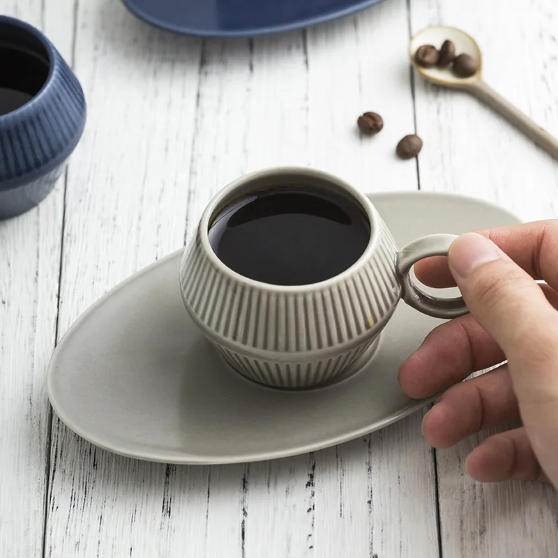

120 ml Matte Espresso Coffee Cups and Saucers Ceramic Concentrated Italian American Style Coffee Cups