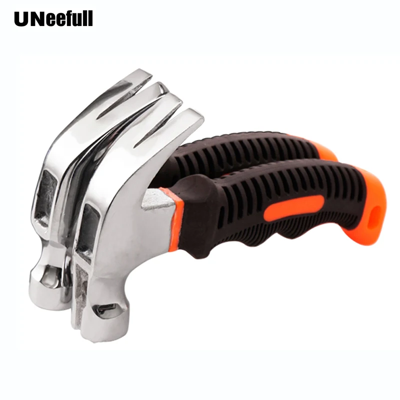 

UNeefull Magnetic Small Claw Hammer Mini Stubby Hammers,Rubber Handle Mirror Polished Head for Household Repair Outdoor Camping
