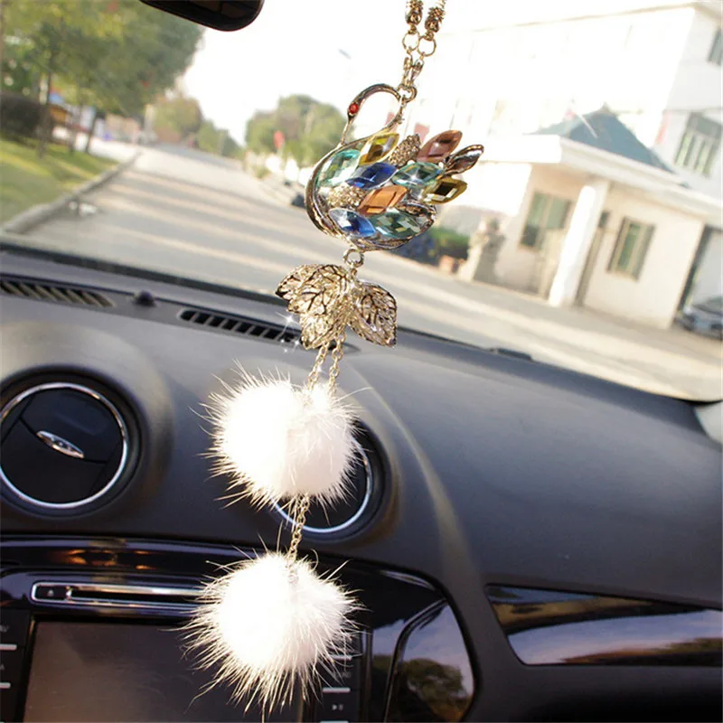 Rhinestone Car Interior Rearview Mirror Decor Charm Crystal Bling Diamond  Ornament Rear View Mirror Cover Women Auto Accessories