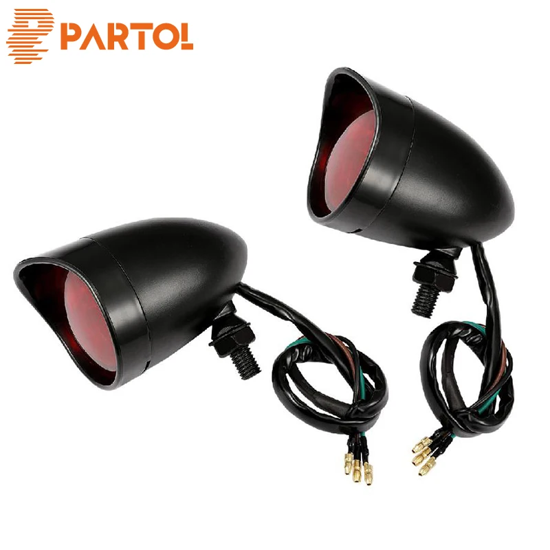 

Partol 2.5" Round Front Visor Bullet Motorcycle Turn Signals Light Running Indicator Lamp amber Light Color Red Lens For Harley