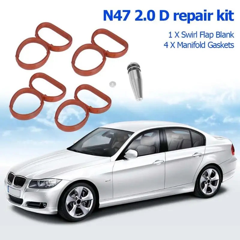 

Swirl Flap Blank Bung Flaps Replacement Removal Plug with 4 Gaskets for N47 2.0D Engine
