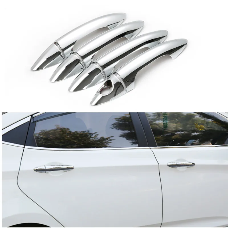 

FUNDUOO For HYUNDAI SOLARIS 2010 2011 2012 2013 2014 2015 New Chrome Car Door Handle Cover Trim Sticker Free Shipping