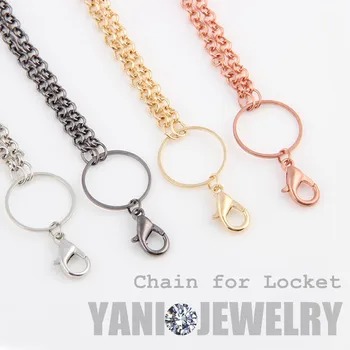 

Wholesale 10pcs/lot Alloy Rolo Chain Floating Locket Chains with Lobster Clasp Long Collar Statement Necklace