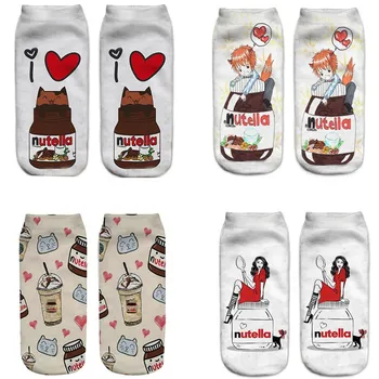 

nutella 3d print women ankle socks dropship