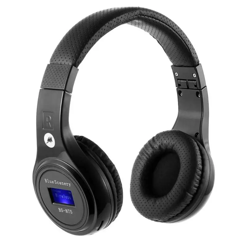 BS-N75 Беспроводной Bluetooth гарнитура наушники с ЖК-дисплей Экран FM TF карты audifono bluetooth для ПК мобильного телефона Mp3